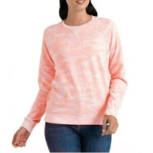 Lucky Brand Sweatshirt Womens Large Pink Camo Crewneck Pullover Soft Comfy Boho